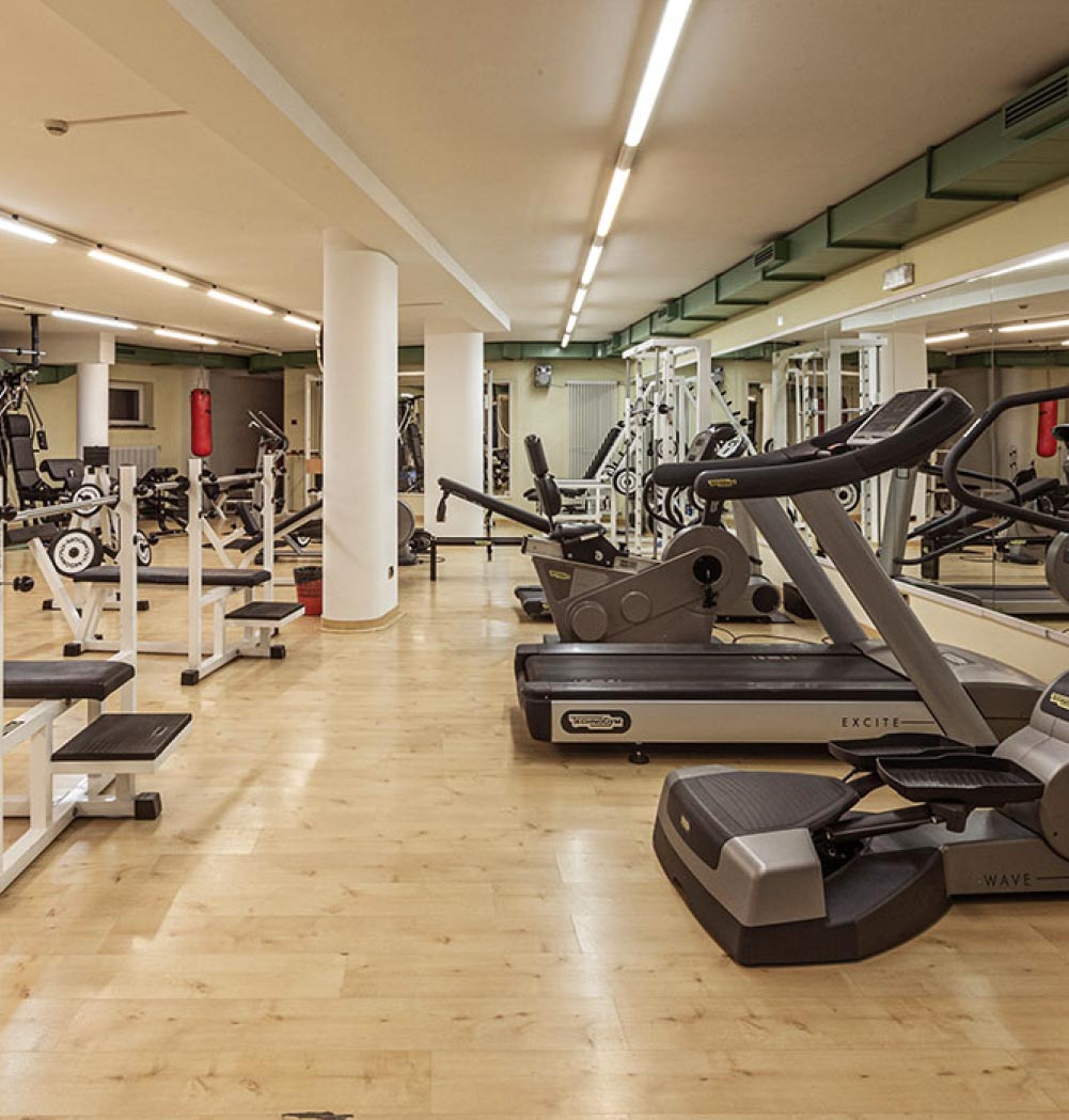 la palestra dell'Hotel Soreghes in Val di Fassa
